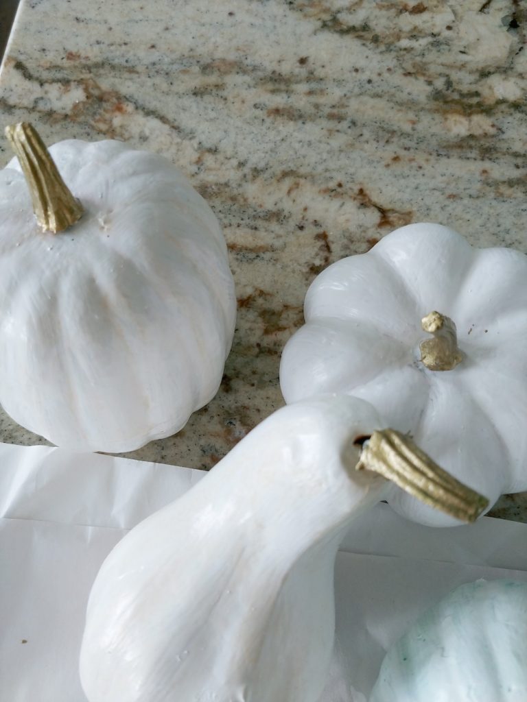 white pumpkins on counter