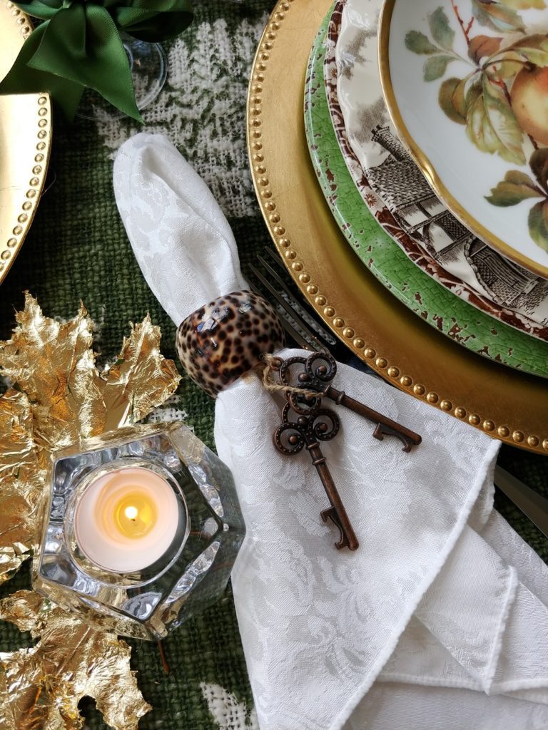 keys added to napkin ring holder and candle