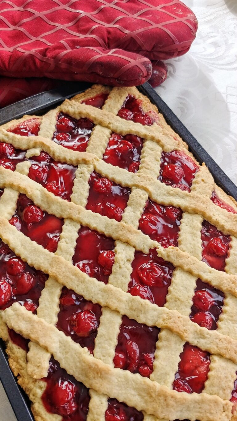 Cherry tarts in a pan