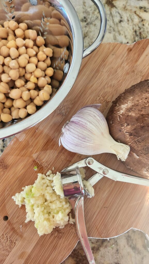 garlic minced on cutting board