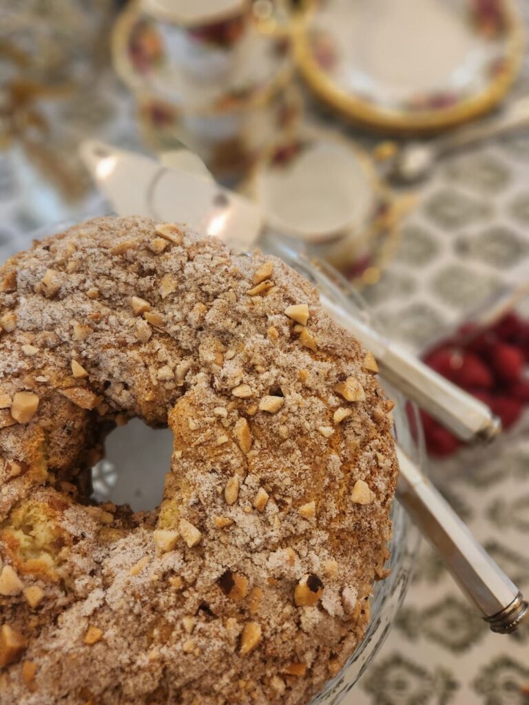 sour cream coffee cake on table